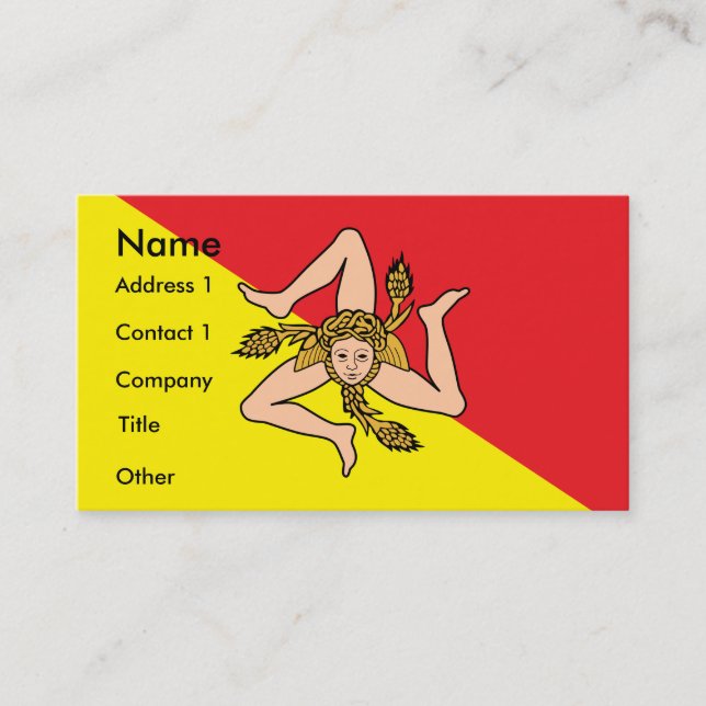 Business Card with Flag of Sicily, Italy (Front)