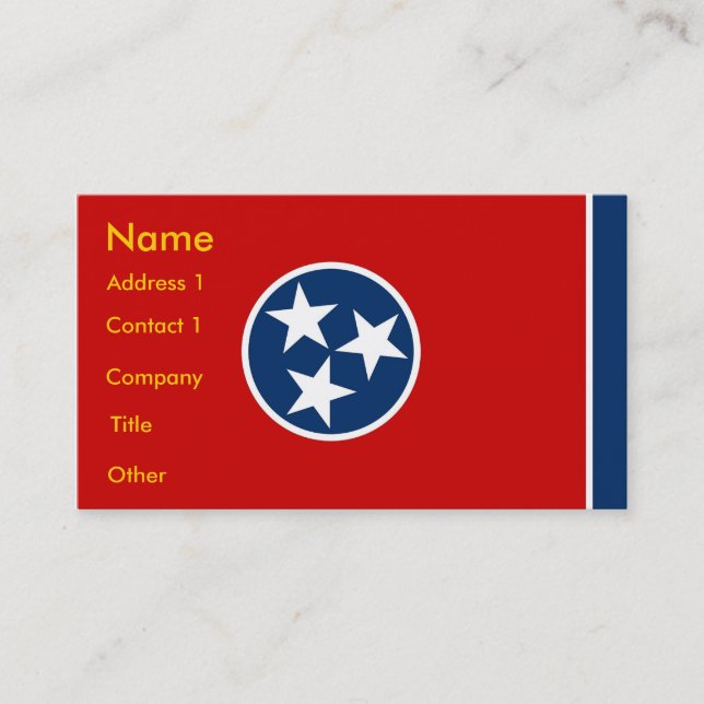 Business Card with Flag of Tennessee U.S.A. (Front)