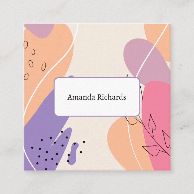 Business card with floral pattern background (Front)