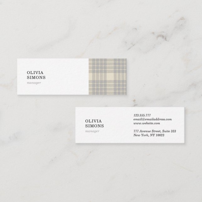 Business Card with gingham pattern (Front/Back)