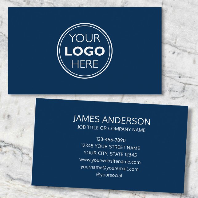 Business Card with Logo Modern Minimalist Navy (Creator Uploaded)