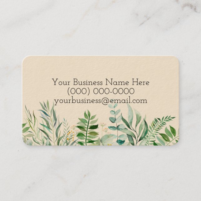 Business Card with Plants, Business Card Leaves (Front)
