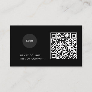 Business Card with QR Code Black Modern Design