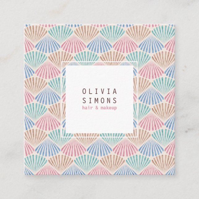  Business Card with retro shells pattern. (Front)