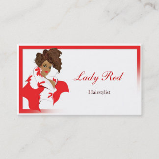 Business card with stylish afro woman illustration