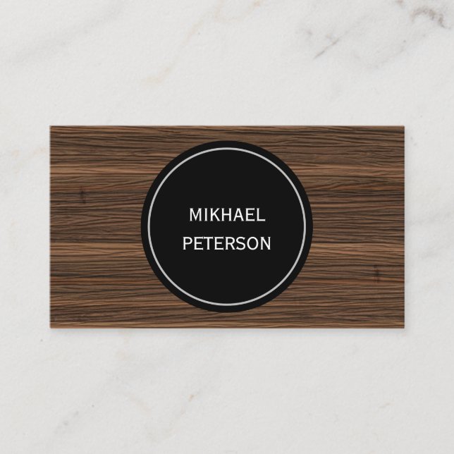 Business card with wood texture. (Front)