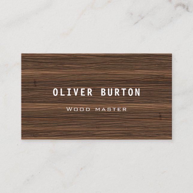 Business card with wood texture. (Front)