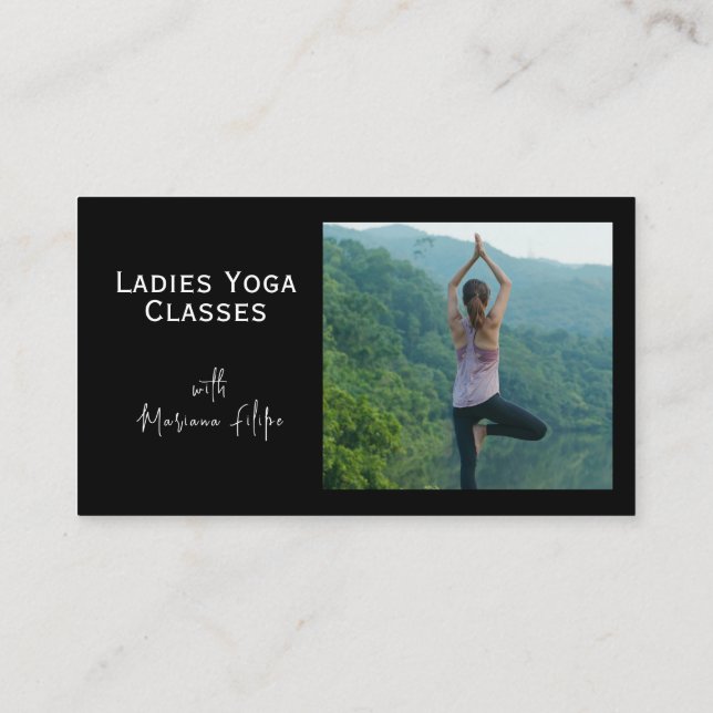Business Card, Yoga Classes photo customisable Business Card (Back)