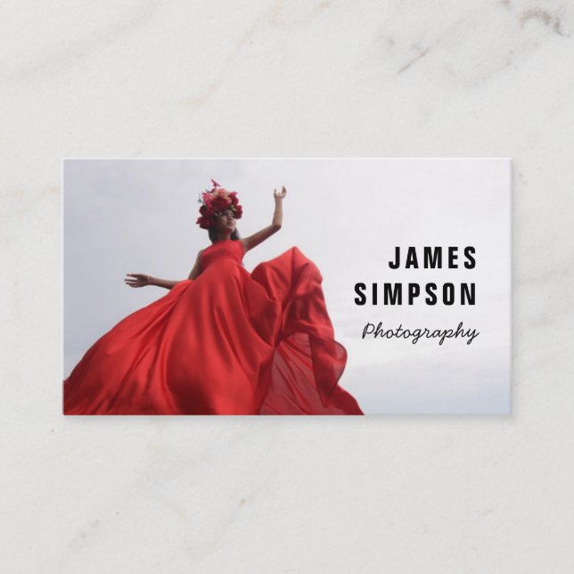 Business Card Your Photo Custom Template Plain (Front)