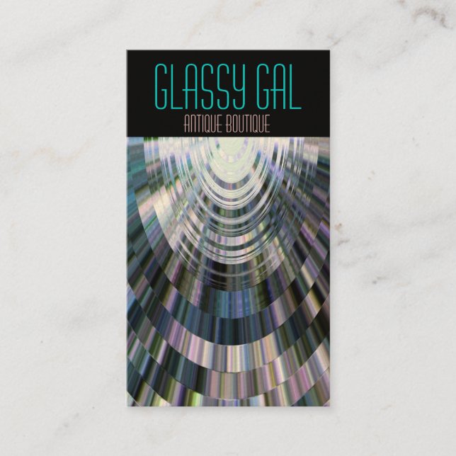 Business Cards Abstract Glassy Gal Disco Ball Blue (Front)