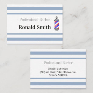 Business Cards, Blue Stripe Barbershop Barber Card