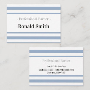 Business Cards, Blue Stripe Barbershop Barber  Card