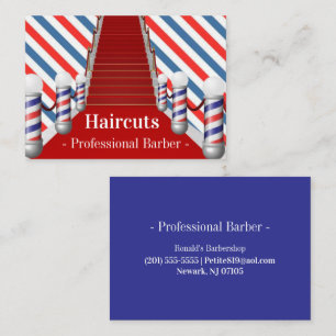 Business Cards, Blue Stripe Barbershop Barber Card