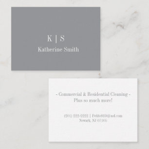 Business Cards, Cleaning Lady Gray White Card