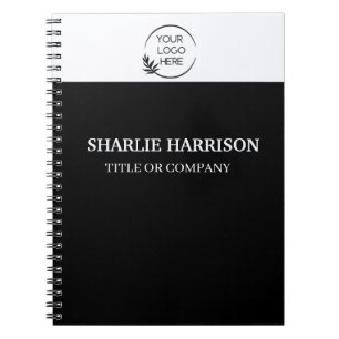 Business Cards   Custom Logo Icons Modern black Notebook