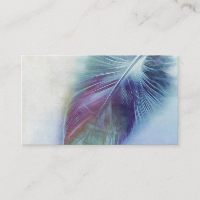 business cards custom template blue feather art (Front)