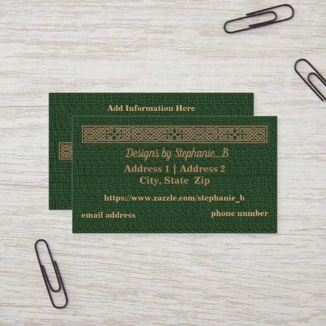 Business Cards - Customise - Celtic Knot (Front/Back In Situ)