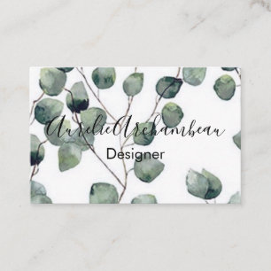 Business Cards - Eucalyptus B/W Green Design 2
