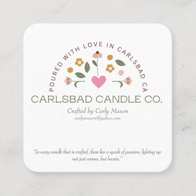 Business cards for Carlsbad Candle Co.  (Front)
