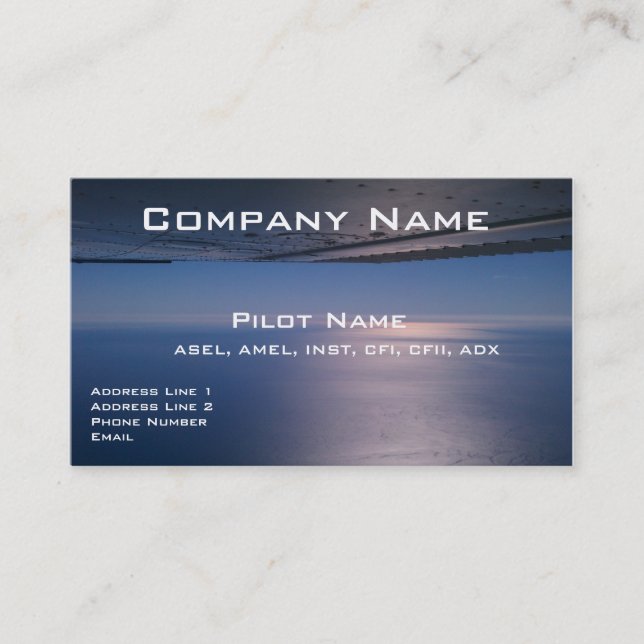 Business Cards For Pilots and Aviators (Front)