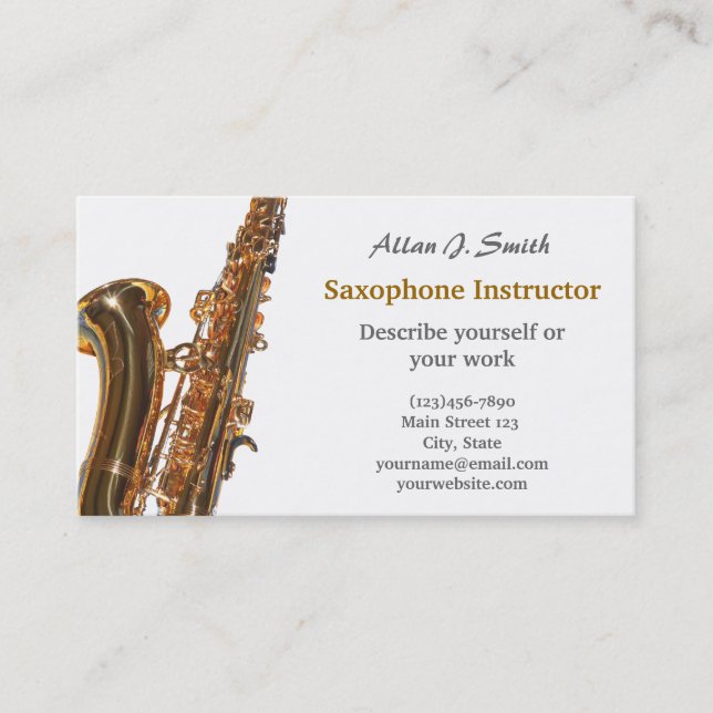 Business cards for saxophonists (Front)