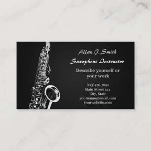 Business cards for saxophonists - silver design