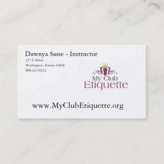 Business Cards- My Club Etiquette Business Card