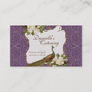 Business Cards - Peacock Magnolia Floral Damask