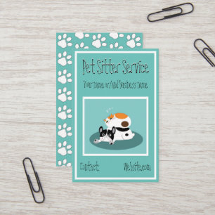 Business Cards - Pet Sitter Service Paw Prints
