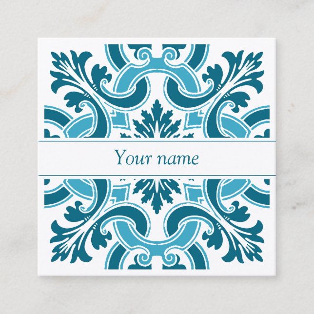 business cards portuguese tile blue colour (Front)