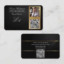 Business cards qr code,editable,black-gold,foto