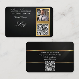 Business cards qr code,editable,black-gold,foto
