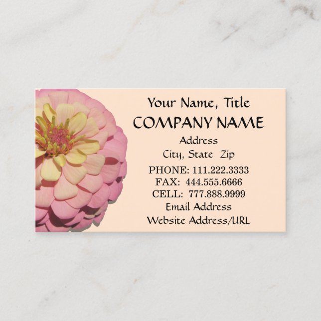 Business Cards - Sherbet Zinnia (Front)