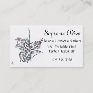 business cards:  soprano diva business card