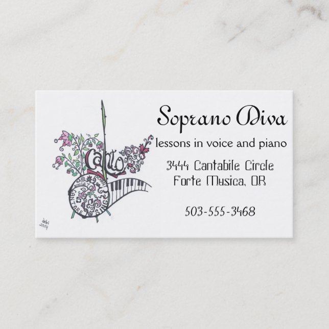 business cards:  soprano diva business card (Front)