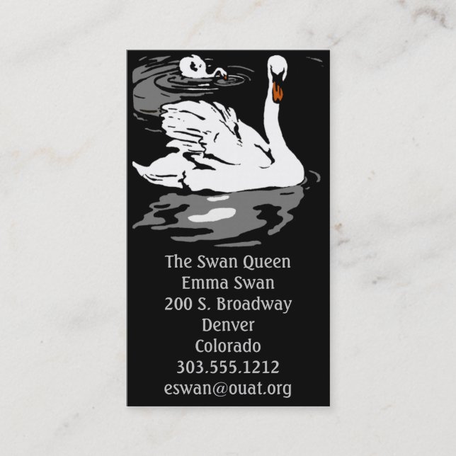 Business Cards Victorian Woodcut Swans (Front)