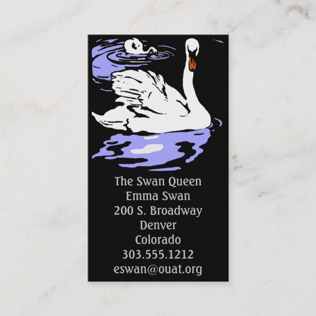Business Cards Victorian Woodcut Swans (Front)