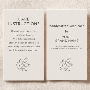 Business Care Instructions Blush Pink Small  Card