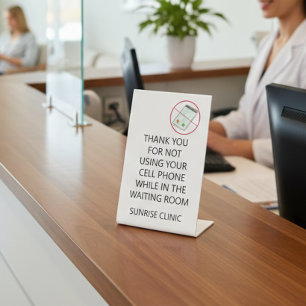 Business Cell Phone Use Waiting Room Lobby Pedestal Sign