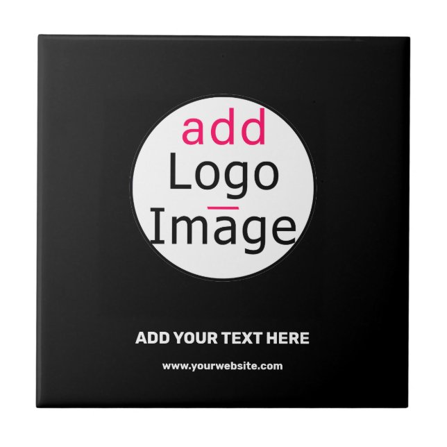 Business Chic Customisable Black White Minimal  Ceramic Tile (Front)