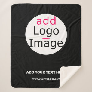Business Chic Customisable Black White Minimal  Sherpa Blanket