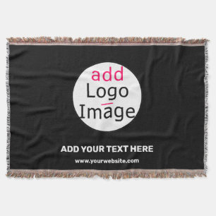 Business Chic Customisable Black White Minimal Throw Blanket