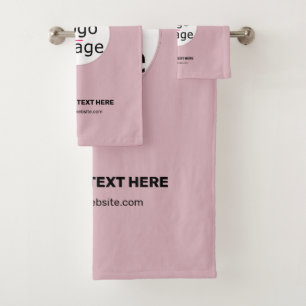 Business Chic Customisable Logo Dusty Rose Pink Bath Towel Set
