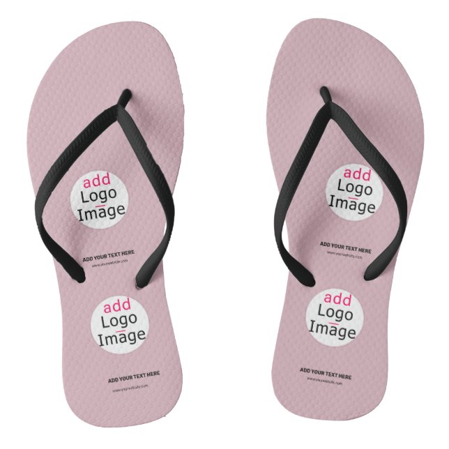 Business Chic Customisable Logo Dusty Rose Pink Thongs (Footbed)