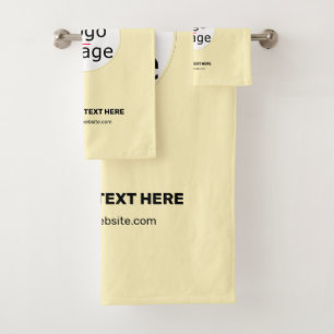 Business Chic Customisable Logo Vanilla Yellow Bath Towel Set