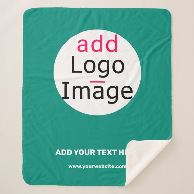 Business Chic Customisable Minimal Emerald Green Sherpa Blanket (Front)