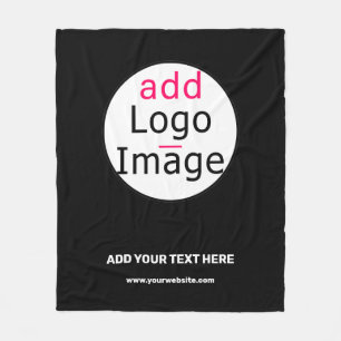 Business Chic Customizable Black White Minimal Fleece Blanket