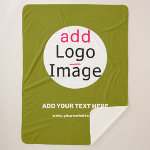 Business Chic Minimal Custom Olive Green Large Sherpa Blanket