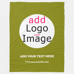 Business Chic Minimal Customisable Olive Green Fleece Blanket