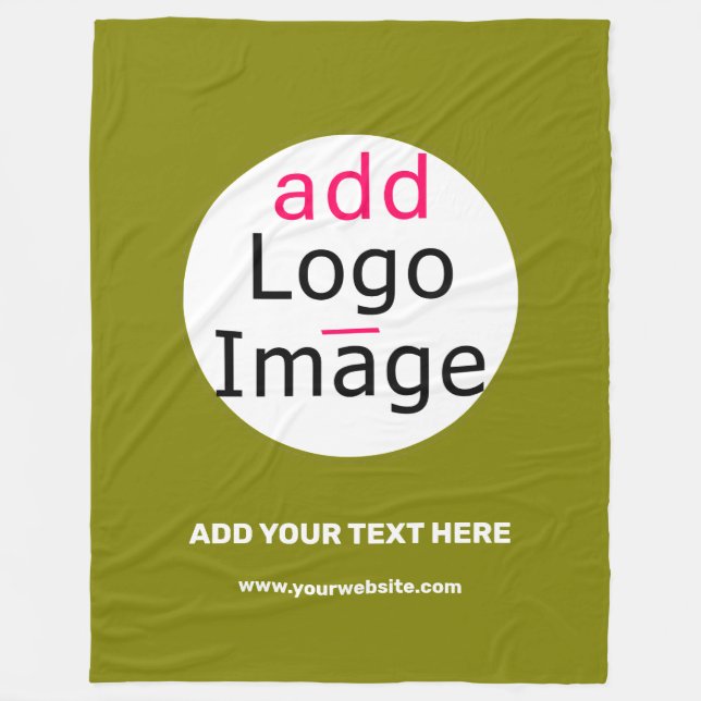 Business Chic Minimal Customisable Olive Green Fleece Blanket (Front)